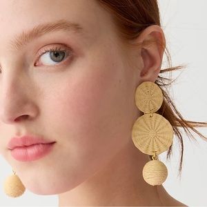 JCREW Triple-Drop Raffia Hoop Earrings NWT   Natural